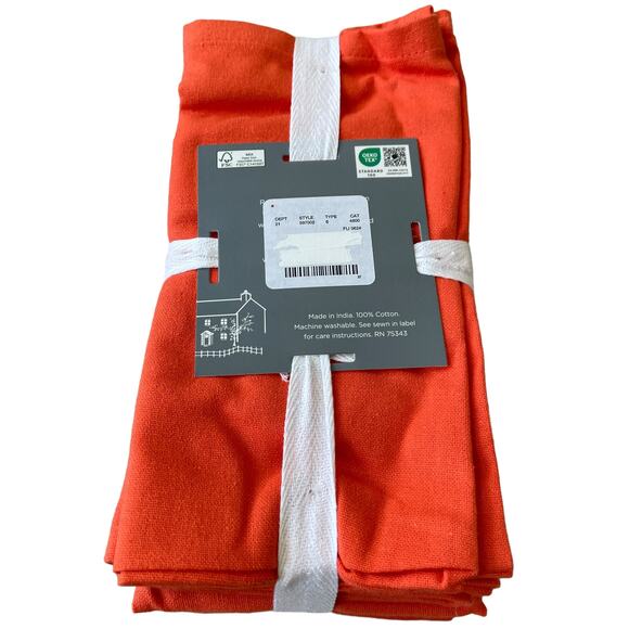 12pc Rachel Ashwell Farmhouse Cotton Dinner Napkins 18x18 Orange NEW - Picture 4 of 11